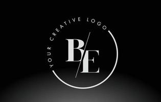 design del logo della lettera be serif bianco con taglio intersecato creativo. vettore