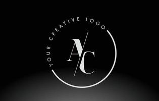 design del logo della lettera ac serif bianco con taglio intersecato creativo. vettore