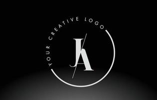 design del logo della lettera ja serif bianco con taglio intersecato creativo. vettore