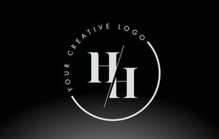 design del logo della lettera hh serif bianco con taglio intersecato creativo. vettore