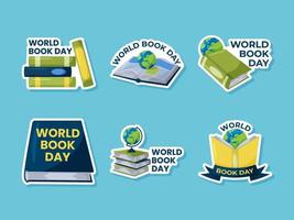 set di adesivi per la giornata mondiale del libro vettore