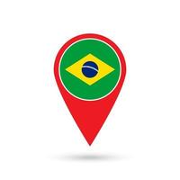 puntatore mappa con paese brasile. bandiera brasiliana. illustrazione vettoriale. vettore