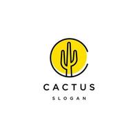 modello di disegno dell'icona di cactus ogo piatto vettore