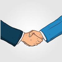schizzo di primo piano, stretta di mano di due uomini d'affari, concetto di partnership, stringere la mano per siglare un accordo. illustrazione di disegno vettoriale