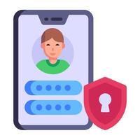 sicurezza dell'app, icona piatta della password dell'account vettore