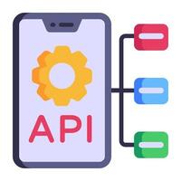 interfaccia di programmazione dell'applicazione, icona piatta dell'impostazione API vettore