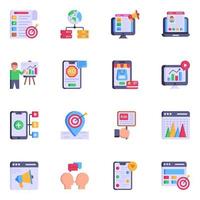 raccolta di icone piatte di marketing digitale vettore