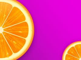 Fetta d&#39;arancia su sfondo vettoriale lilla