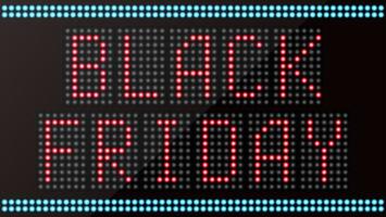 led digital la parola black friday su sfondo nero vettore
