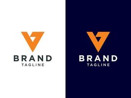 lettera iniziale astratta v logo.forma geometrica arancione isolata su doppio sfondo. utilizzabile per loghi aziendali e di branding. elemento del modello di progettazione logo vettoriale piatto