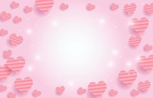 illustrazione sfondo amore concept.dolce colore rosa, perfetto per il giorno di San Valentino o la comunicazione d'amore.illustrazione con cuori e scintillio glitter. design per banner, biglietto d'invito, coupon. vettore