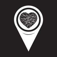 Icona del cuore di puntatore mappa vettore