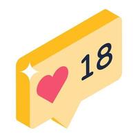 18 nuovi messaggi d'amore, icona isometrica vettore