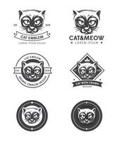 set di design del logo della testa di gatto vettore