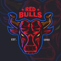illustrazione vettoriale del logo della mascotte della testa di toro rosso. illustrazione vettoriale testa di toro rosso