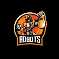 illustrazione del logo della mascotte dell'esport del robot vettore