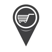 Icona del carrello Shopping puntatore della mappa vettore