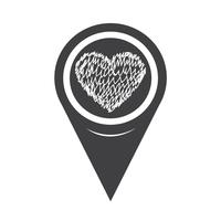 Icona del cuore puntatore mappa vettore