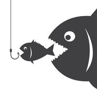 I pesci grandi mangiano poco pesce vettore