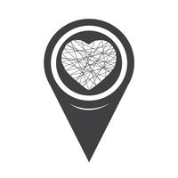Icona del cuore di puntatore mappa vettore