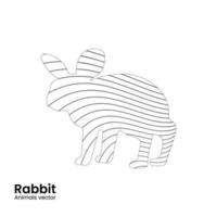 disegno vettoriale a strisce di coniglio. icona animali doodle carattere