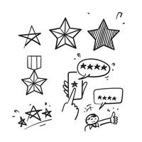 insieme semplice di doodle disegnato a mano dell'illustrazione dell'icona relativa alla stella vettore