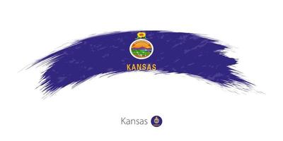 bandiera del Kansas in pennellata arrotondata del grunge. vettore