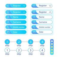 prenota il kit di elementi dell'interfaccia utente per le opzioni di appuntamento per la telemedicina. componenti vettoriali isolati. menu di navigazione piatti e modello di pulsanti dell'interfaccia. raccolta di widget di web design per il tema della luce dell'applicazione mobile