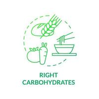 icona del concetto di gradiente verde carboidrati giusti. fit stile di vita sano razione idea astratta linea sottile illustrazione. disegno di contorno isolato. roboto-medium, una miriade di caratteri pro-grassetto utilizzati vettore