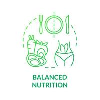 icona del concetto di gradiente verde di nutrizione equilibrata. allenamento e stile di vita sanitario dieta astratta idea linea sottile illustrazione. disegno di contorno isolato. roboto-medium, una miriade di caratteri pro-grassetto utilizzati vettore