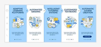 modello di onboarding blu e bianco per l'automazione dell'istruzione. e apprendimento. sito Web mobile reattivo con icone concettuali lineari. procedura dettagliata della pagina web in 5 schermate. lato-grassetto, caratteri regolari utilizzati vettore