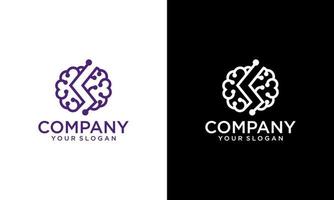 design del logo della scienza del cervello della lettera s. il logo del cervello si connette, la tecnologia, il logo moderno vettore