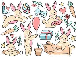 collezione di clip art di doodle di Pasqua vettore