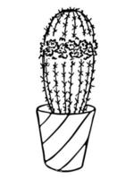 cactus semplice disegnato a mano carino. clipart di pianta d'appartamento in una pentola. illustrazione di cactus isolato su sfondo bianco. scarabocchio casa accogliente. vettore