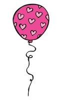 illustrazione di palloncino volante disegnato a mano isolato su uno sfondo bianco. doodle di palloncini di san valentino. clipart di vacanza. vettore