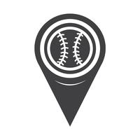 Icona di baseball del puntatore della mappa vettore