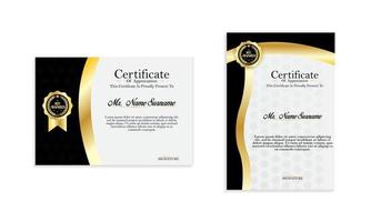 modello di certificato di diploma moderno ed elegante nero e oro vettore