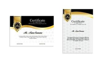 modello di certificato di diploma moderno ed elegante nero e oro vettore