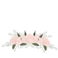 ghirlanda di fiori illustrazione stock vettoriale. cornice orizzontale per invito a nozze. papavero rosa e fiori di rosa. una corona per una principessa. Isolato su uno sfondo bianco. vettore