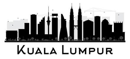 sagoma in bianco e nero dell'orizzonte della città di kuala lumpur. vettore