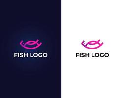 lettera h con modello vettoriale di pesce logo design