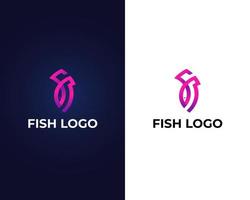 lettera f con modello di progettazione del logo di pesce vettore