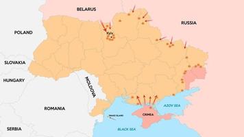 mappa dettagliata dell'ucraina. mappa delle operazioni militari in ucraina. attacco dell'esercito russo. vettore