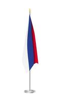 bandiera della russia su pennone in acciaio. bandiera russa isolata su sfondo bianco. vettore