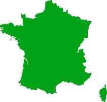 mappa di contorno della francia di colore verde. mappa politica francese. illustrazione vettoriale