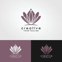 logo fiore di loto astratto bellezza spa salone cosmetici marca lineare. modello di moda di lusso di disegno vettoriale logotipo foglia ad anello.