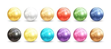 illustrazione vettoriale 3d di perle colorate realistiche