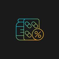 icona vettoriale del gradiente del costo del farmaco da prescrizione ridotto per il tema scuro. fornendo benefici per la salute ai dipendenti. simbolo del colore della linea sottile. pittogramma in stile moderno. disegno di contorno isolato vettoriale