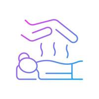 icona vettore lineare gradiente massaggio reiki. medicina alternativa. manipolare il flusso di energia. tecnica giapponese. simbolo del colore della linea sottile. pittogramma in stile moderno. disegno di contorno isolato vettoriale