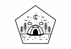 illustrazione di arte di linea della tenda da campeggio vettore